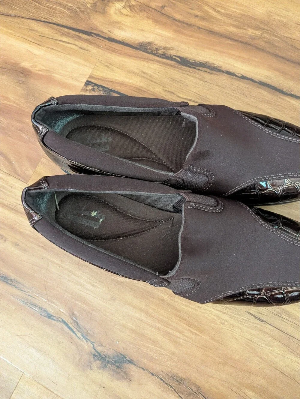 Clarks Gael Beam Casual Comfort Slip On Clogs Womens 6M, Alligator Skin Print